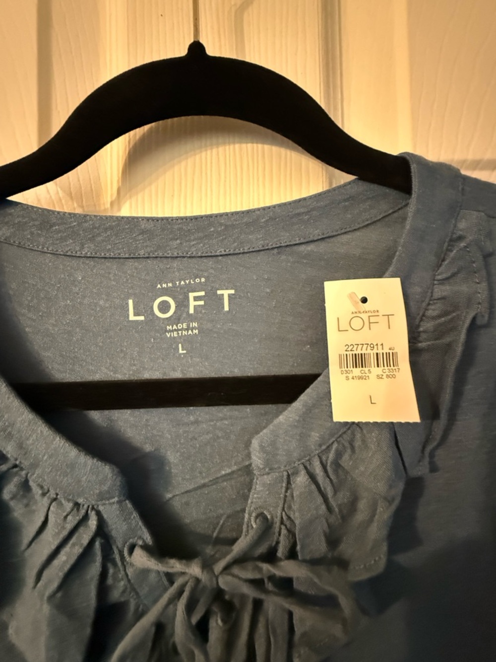 LOFT Sleeveless Ruffle Tie-Front Camisole in Dusty Blue - Picture 2 of 3